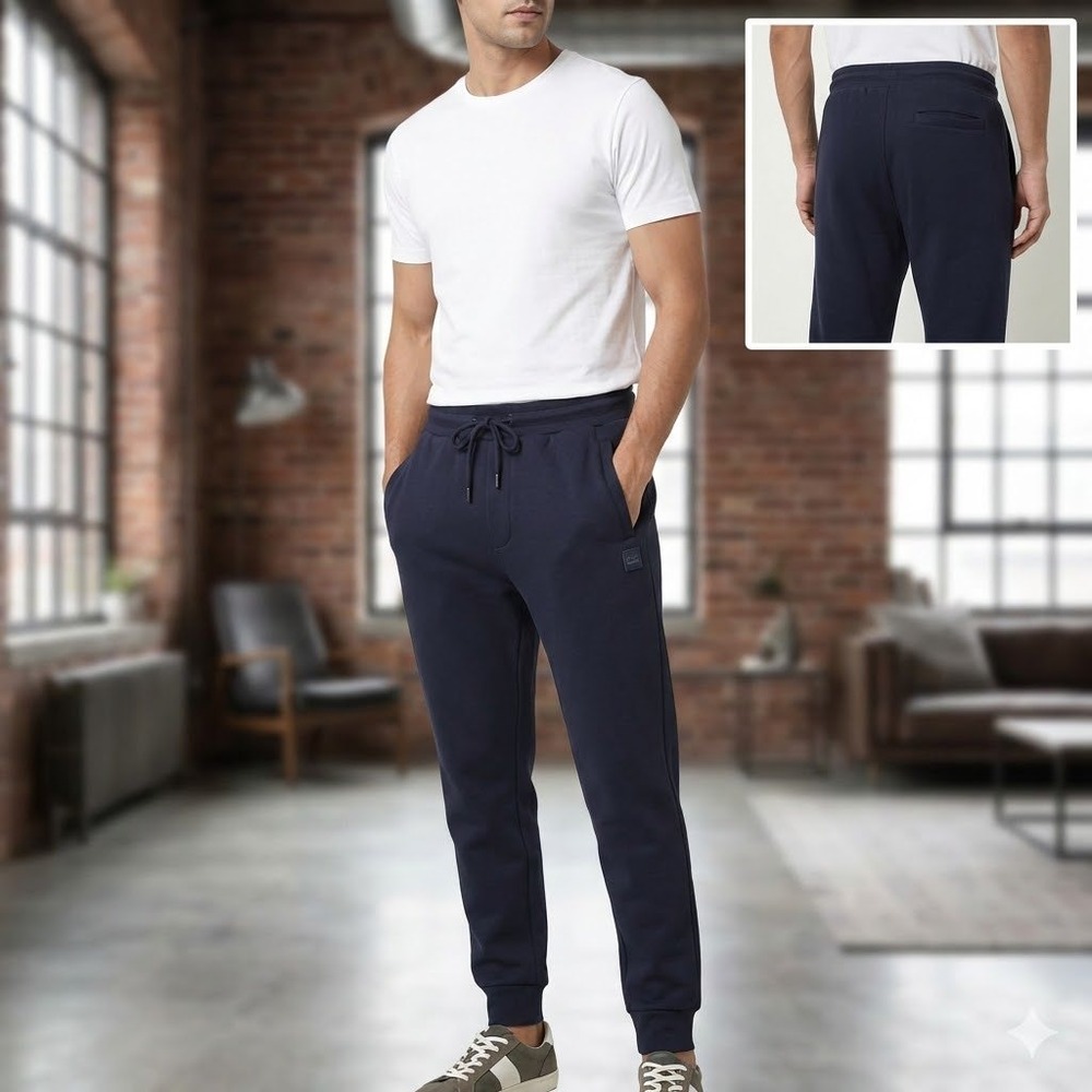 Rare Rabbit Men's Chase‎ Slim Fit Joggers Navy Blue Cotton Blend Size 32 30L